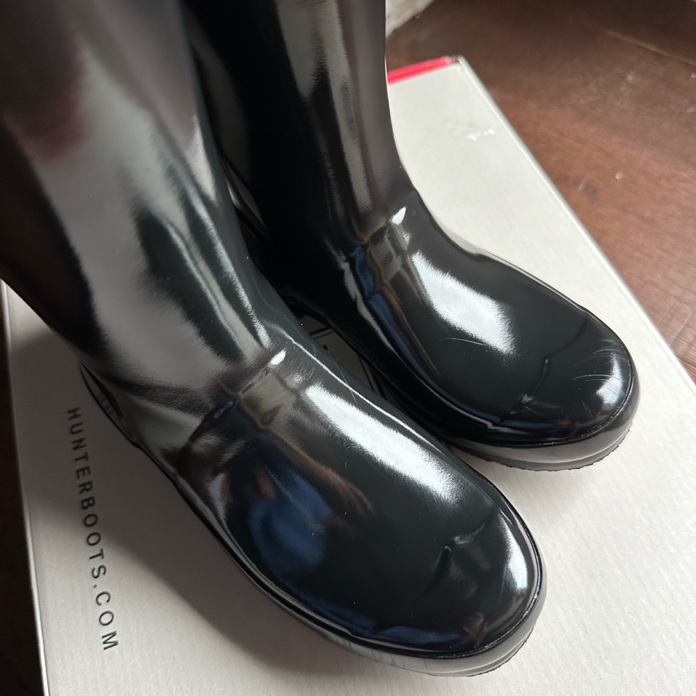 Hunter Original Gloss Tall Black Rain Boots Big Kids UK 1 US 2B/3G EU 33 - Picture 2 of 10